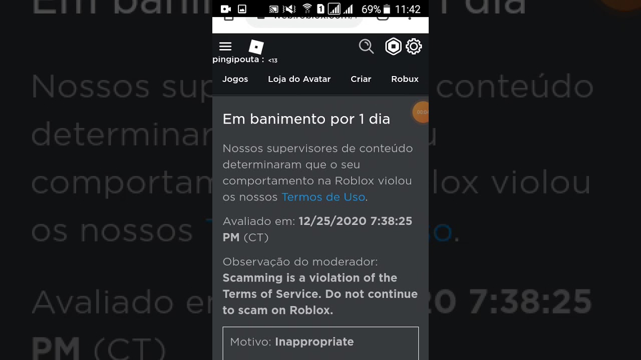 fui banido do roblox por 1 dia? 